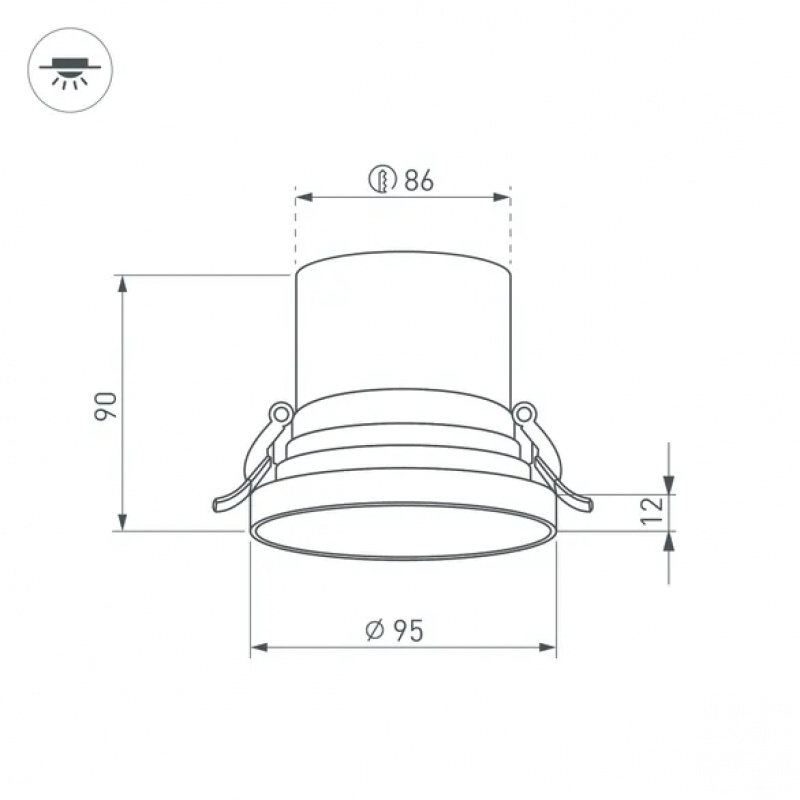 Светильник MS-VOLCANO-BUILT-R95-15W Warm3000 (WH, 38 deg, 230V) (Arlight, IP20 Металл, 5 лет) — изображение 8