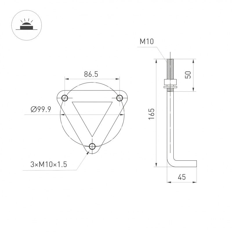 Светильник LGD-FRESNEL-BOLL-H1000-20W Warm3500-MIX (GR, 290 deg, 230V) (Arlight, IP65 Металл, 5 лет) — изображение 5