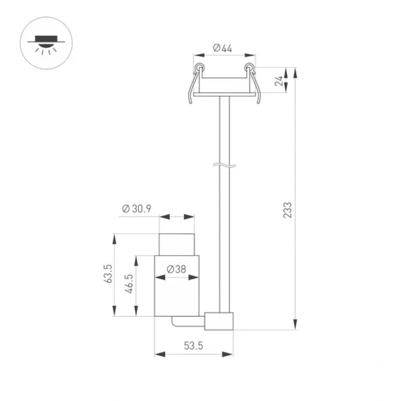 Светильник ART-NEMO-BUILT-ZOOM-L205-R38-5W Warm3000 (BK, 10-55 deg, 24V) (Arlight, IP20 Металл, 5 лет) — изображение 3