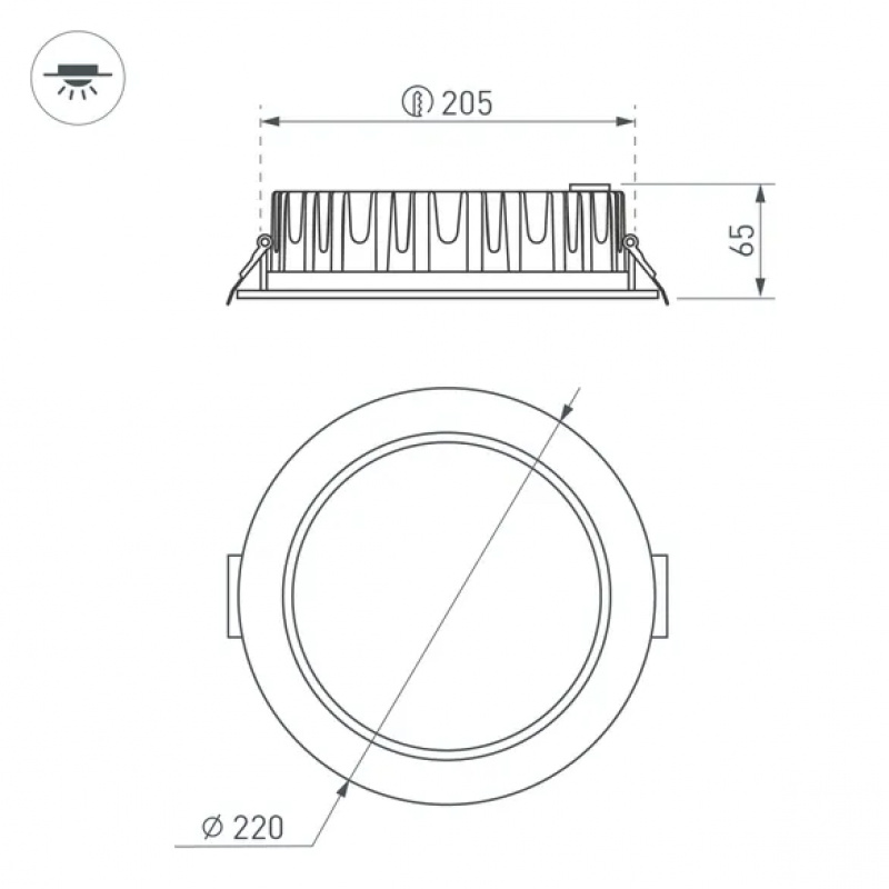 Светильник MS-MIST-BUILT-R220-30W Warm3000 (WH, 110 deg, 230V) (Arlight, IP54 Металл, 5 лет) — изображение 3
