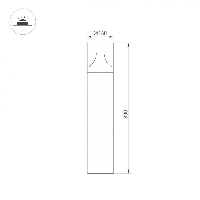 Светильник LGD-LANDMARK-BOLL-H800-20W Warm3500-MIX (GR, 300 deg, 230V) (Arlight, IP65 Металл, 5 лет) — изображение 8