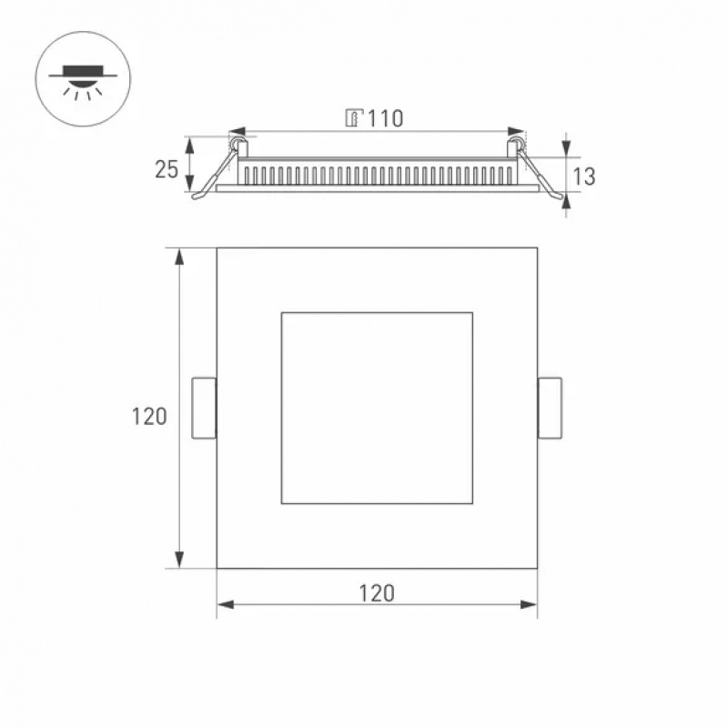 Светильник DL-120x120M-9W Warm White (Arlight, IP40 Металл, 3 года) — изображение 7