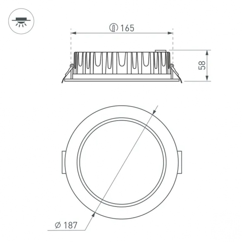 Светильник MS-MIST-BUILT-R187-21W Day4000 (WH, 110 deg, 230V) (Arlight, IP54 Металл, 5 лет) — изображение 3
