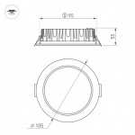 Светильник MS-MIST-BUILT-R105-9W Day4000 (WH, 110 deg, 230V) (Arlight, IP54 Металл, 5 лет) — изображение 3