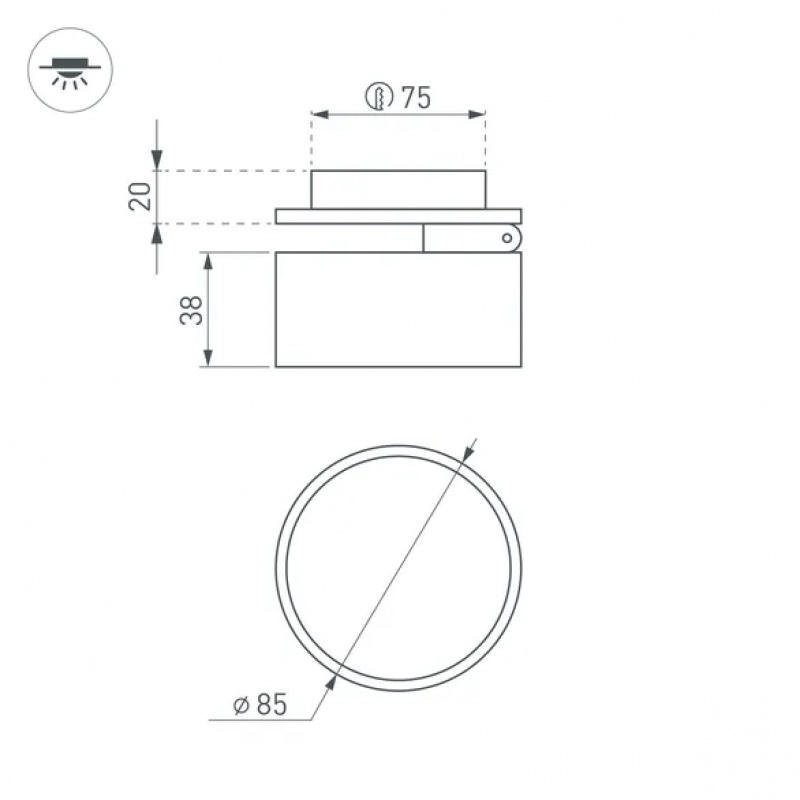 Светильник LGD-POT-BUILT-R85-12W Day4000 (BK, 100 deg, 230V) (Arlight, IP44 Металл, 5 лет) — изображение 3