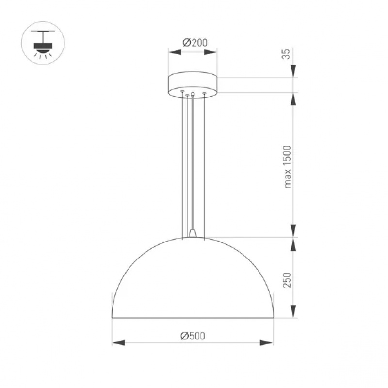 Светильник SP-RESTO-HANG-R500-30W Warm3000 (BK, 100 deg, 230V) (Arlight, IP20 Металл, 3 года) — изображение 4