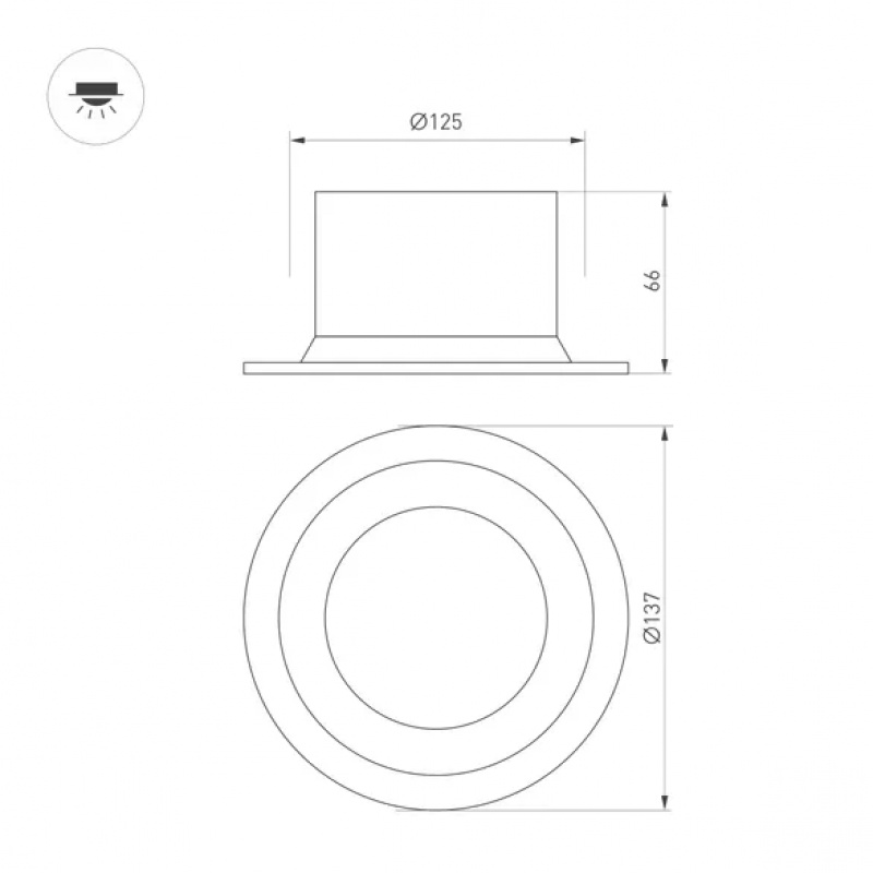 Светильник MS-DROP-BUILT-R137-24W Day4000 (WH, 90 deg, 230V) (Arlight, IP54 Металл, 5 лет) — изображение 3