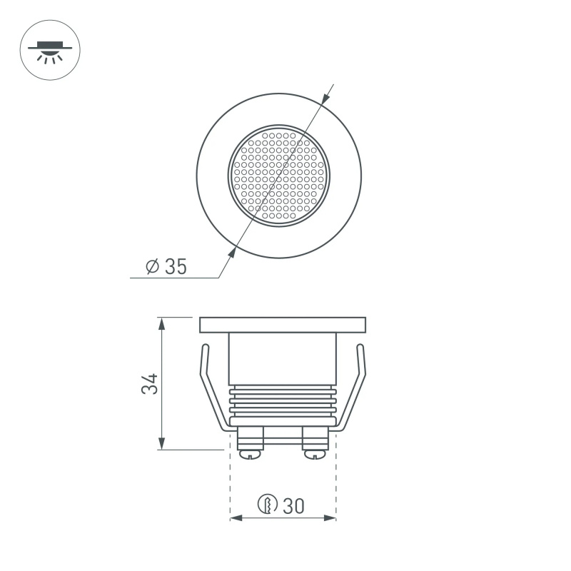 Светодиодный светильник LTM-R35WH 1W Warm White 30deg (Arlight, IP40 Металл, 3 года) — изображение 7