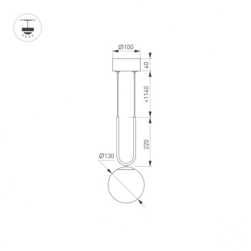 Светильник SP-BEADS-HANG-U-R130-10W Day4000 (BK-GD, 275 deg, 230V) (Arlight, IP20 Металл, 5 лет) — изображение 4