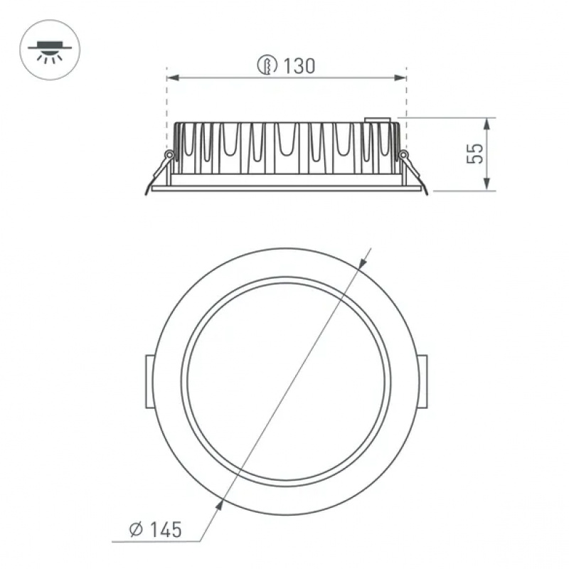 Светильник MS-MIST-BUILT-R145-15W Day4000 (WH, 110 deg, 230V) (Arlight, IP54 Металл, 5 лет) — изображение 3